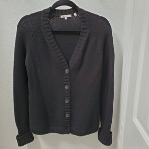Vince Black Wool Chunky Knit Cardigan V-Neck L